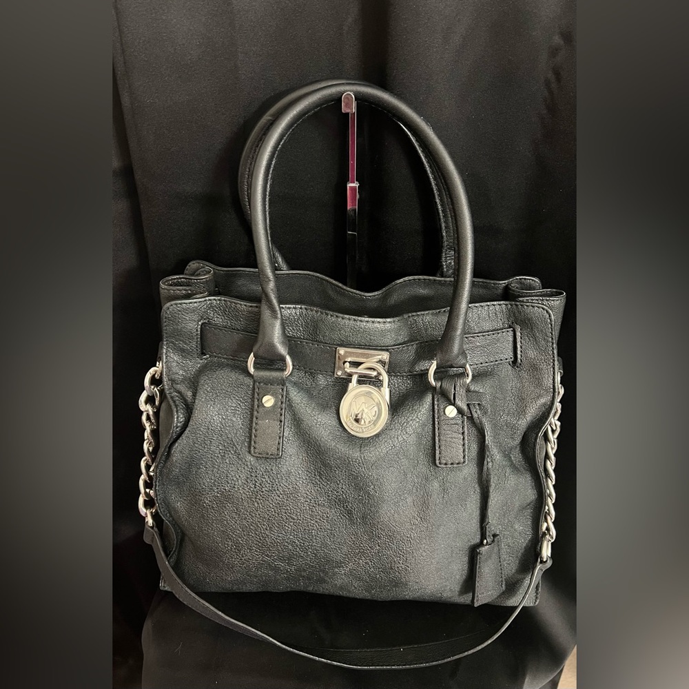 Micheal Kors Hamilton Tote/Satchel Navy W/Silver Hardware - Picture 1 of 16